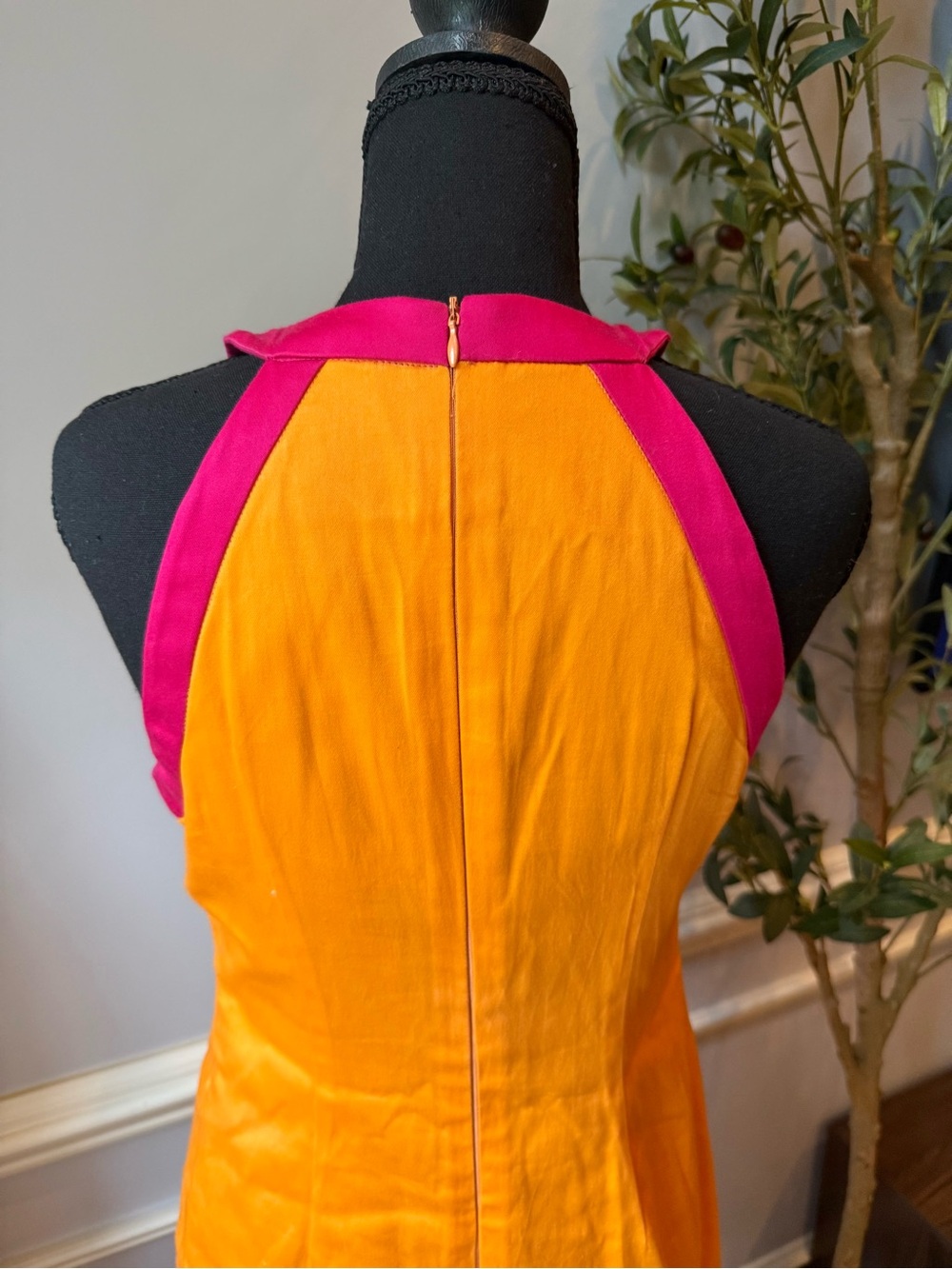 Jade Melody Tam Colorblock Shift Dress Orange Pink Mod Mini XS - Picture 4 of 8